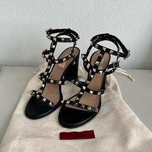 Valentino Rockstud Caged 90 Leather Ankle Strap Sandals
